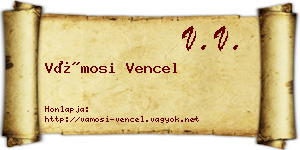 Vámosi Vencel névjegykártya